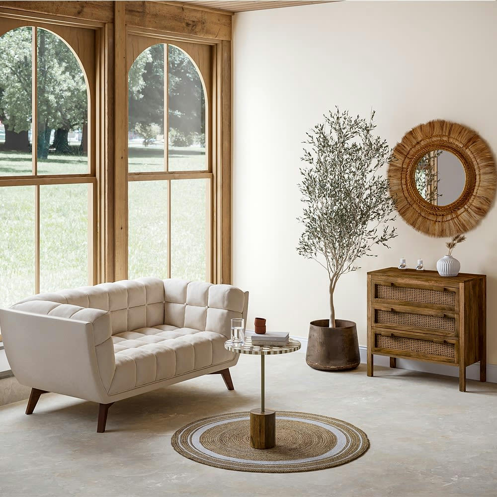 MONA - Canapé 2 places en velours beige