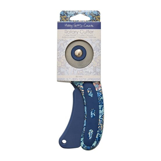 Blue Woodblock Floral Rotary Cutter 45mm