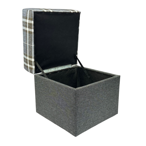 Pufa otwierana LOBOX 40x40 cm dwukolorowa ze schowkiem ciemno szara