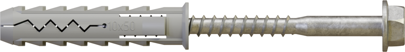 Kołek rozporowy z wkrętem z łbem sześciokątnym K koszulka: ø10x50mm , wkręt: ø6x60mm STALCO K - 10X60