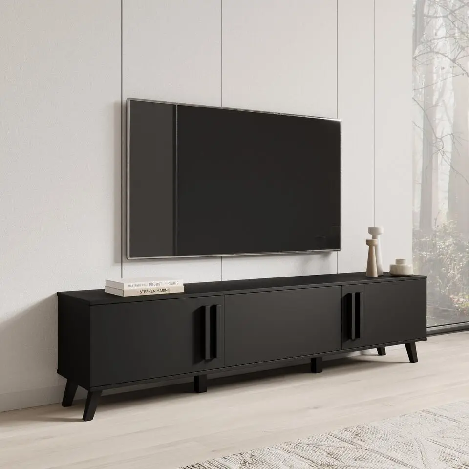 Meubella - Hydra - TV-Meubel - Zwart - 180 cm
