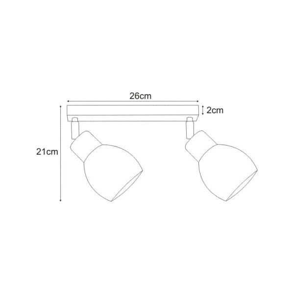 Reflektor sufitowy szary MIKA2xE27x60W wym:21x26x10cm Kaja