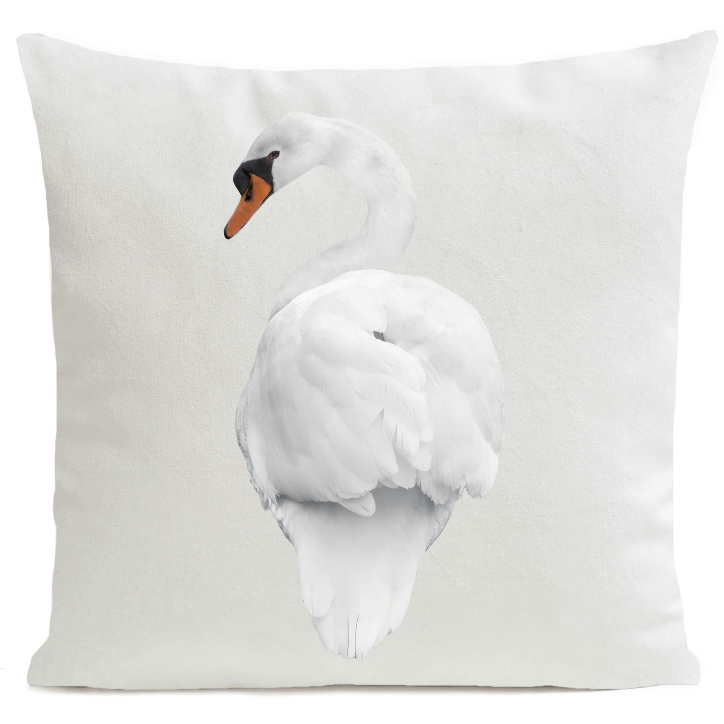 - Coussin oiseau cygne suédine blanc 40x40cm