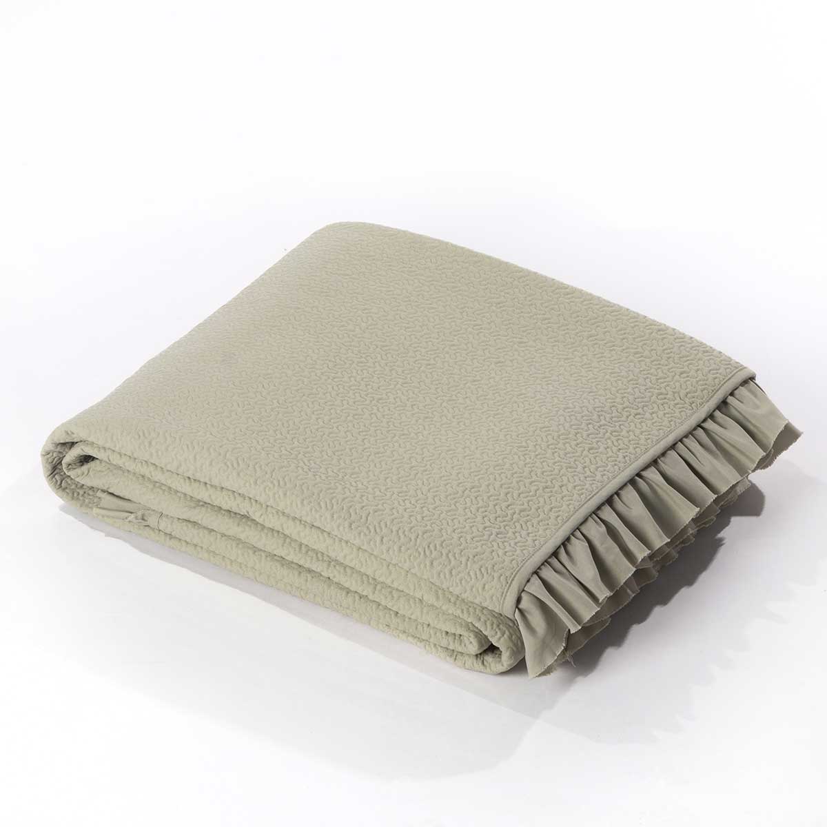 Edredão verde menta com folho 220x240cm