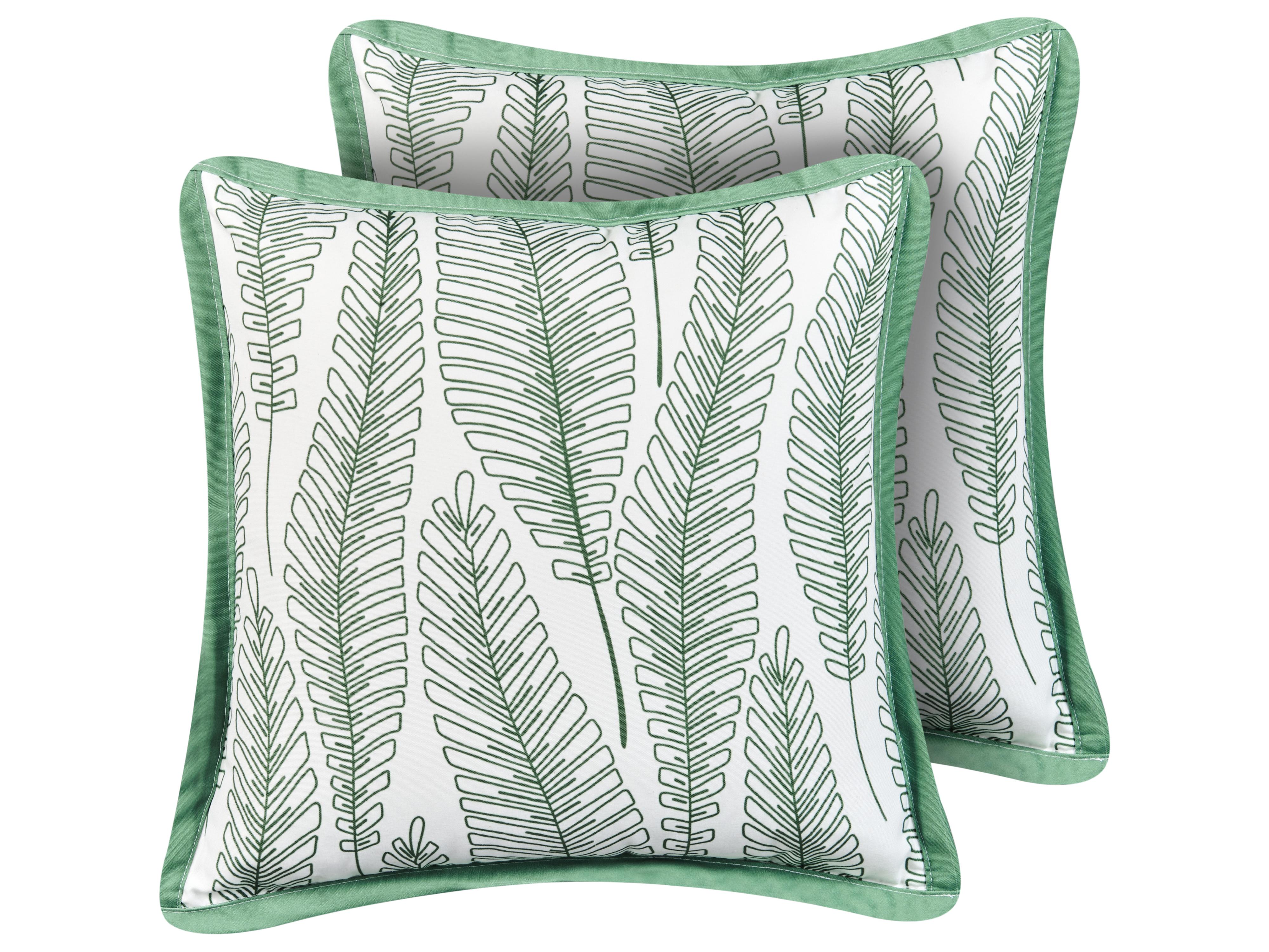 Set of 2 Outdoor Cushions MEADOW Plant Pattern 30 x 50 cm Green