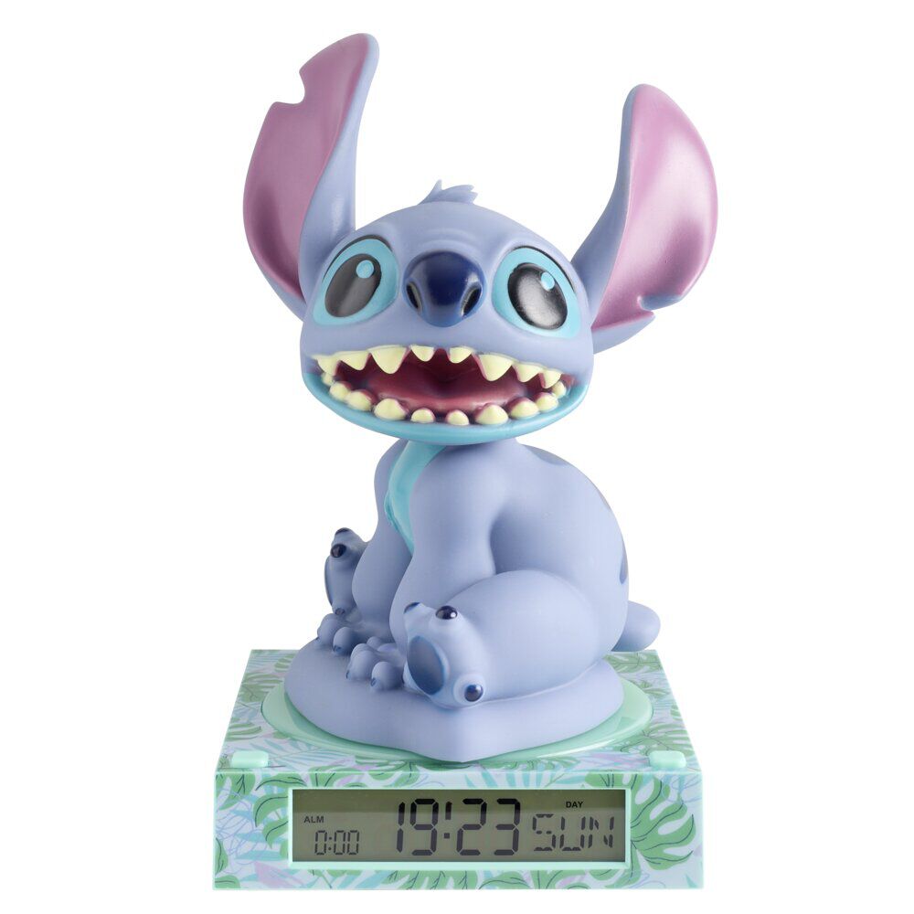 Lampe 3D réveil Disney Stitch avec affichage date plastique bleu 19,5x15xH24cm
