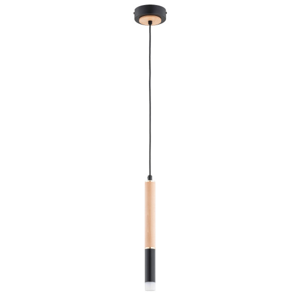Lampa wisząca jasne drewno-czarna-złota RODEO 1xG9x10W Alfa