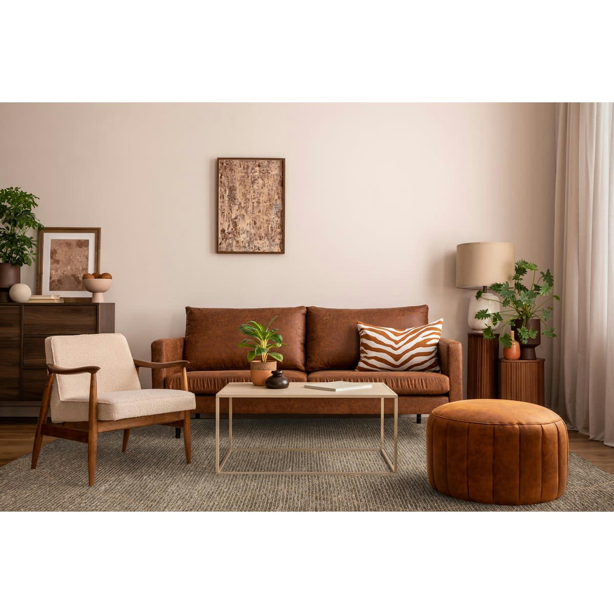 BLUEBERRY - Tapis de salon en jute taupe 160x230 cm