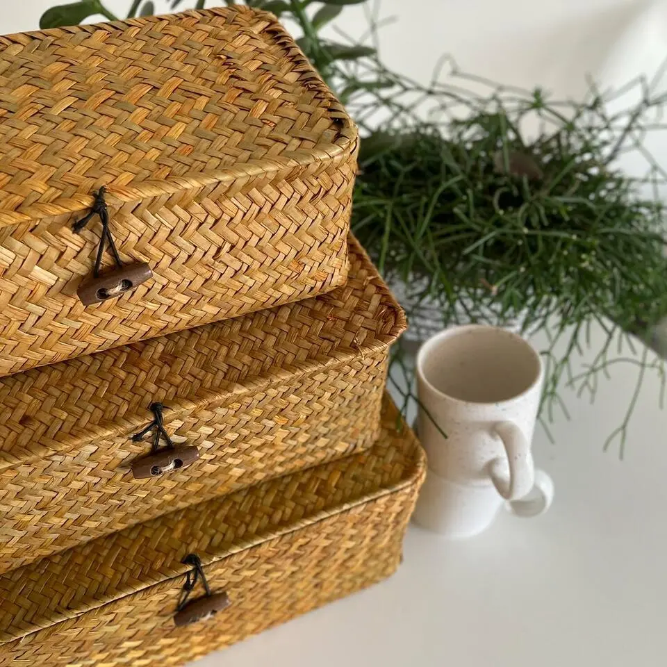 QUVIO Opbergmand - Maat S - Rotan - Bruin