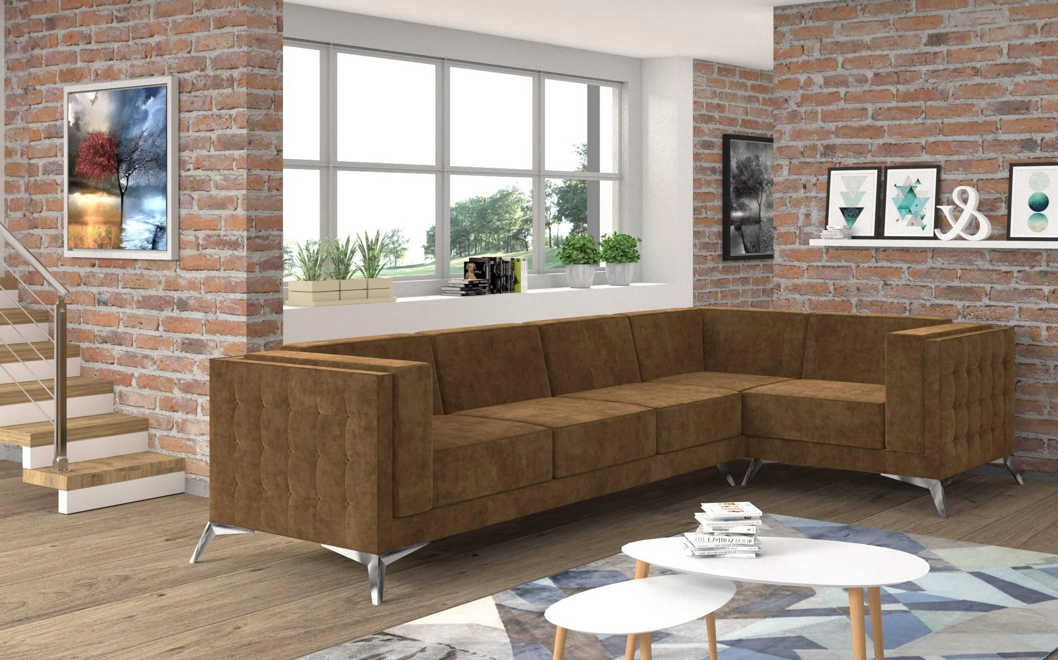 4-zitshoekbank Gusto rechts velvet