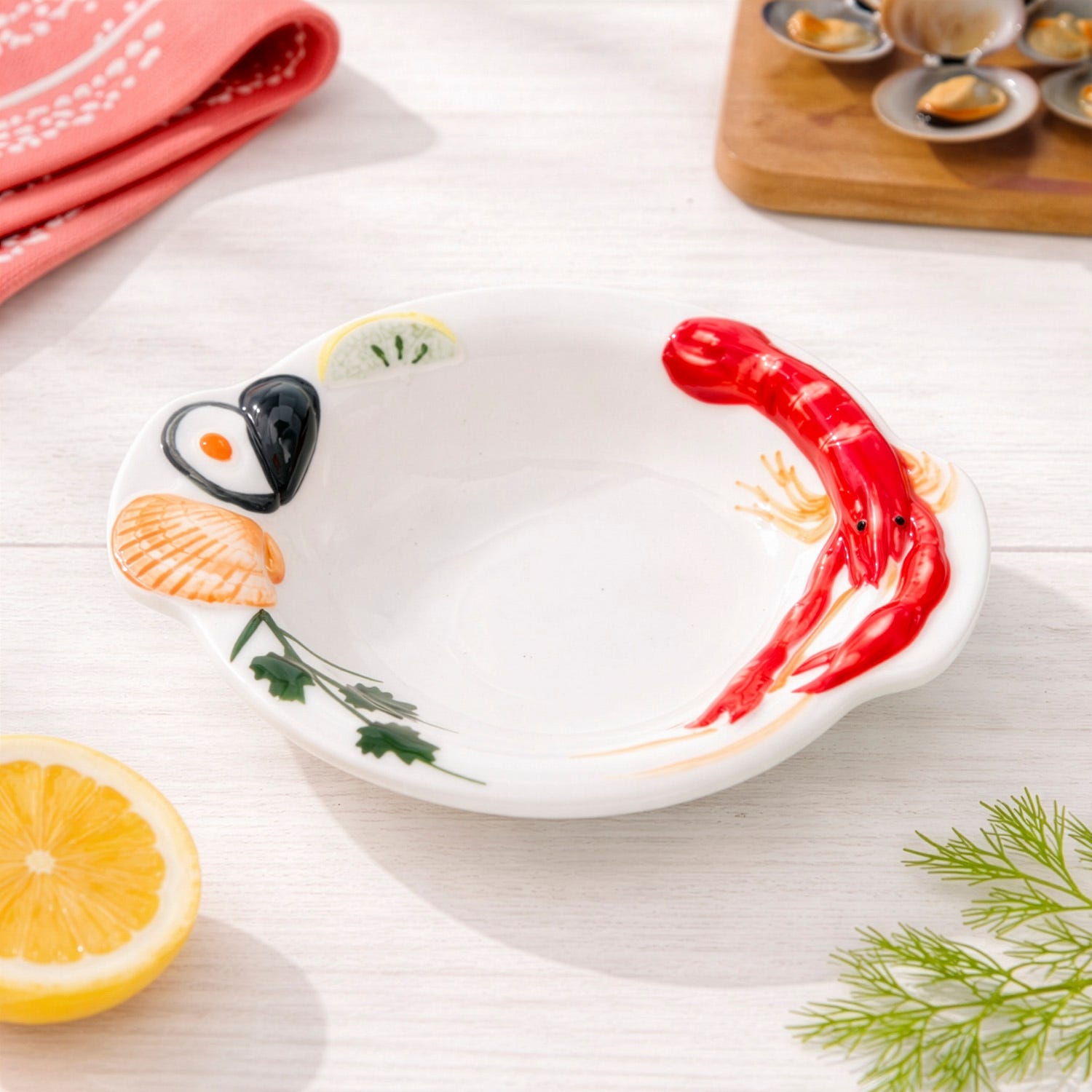 Piatto da portata fondo 19 cm ceramica gambero Sea
