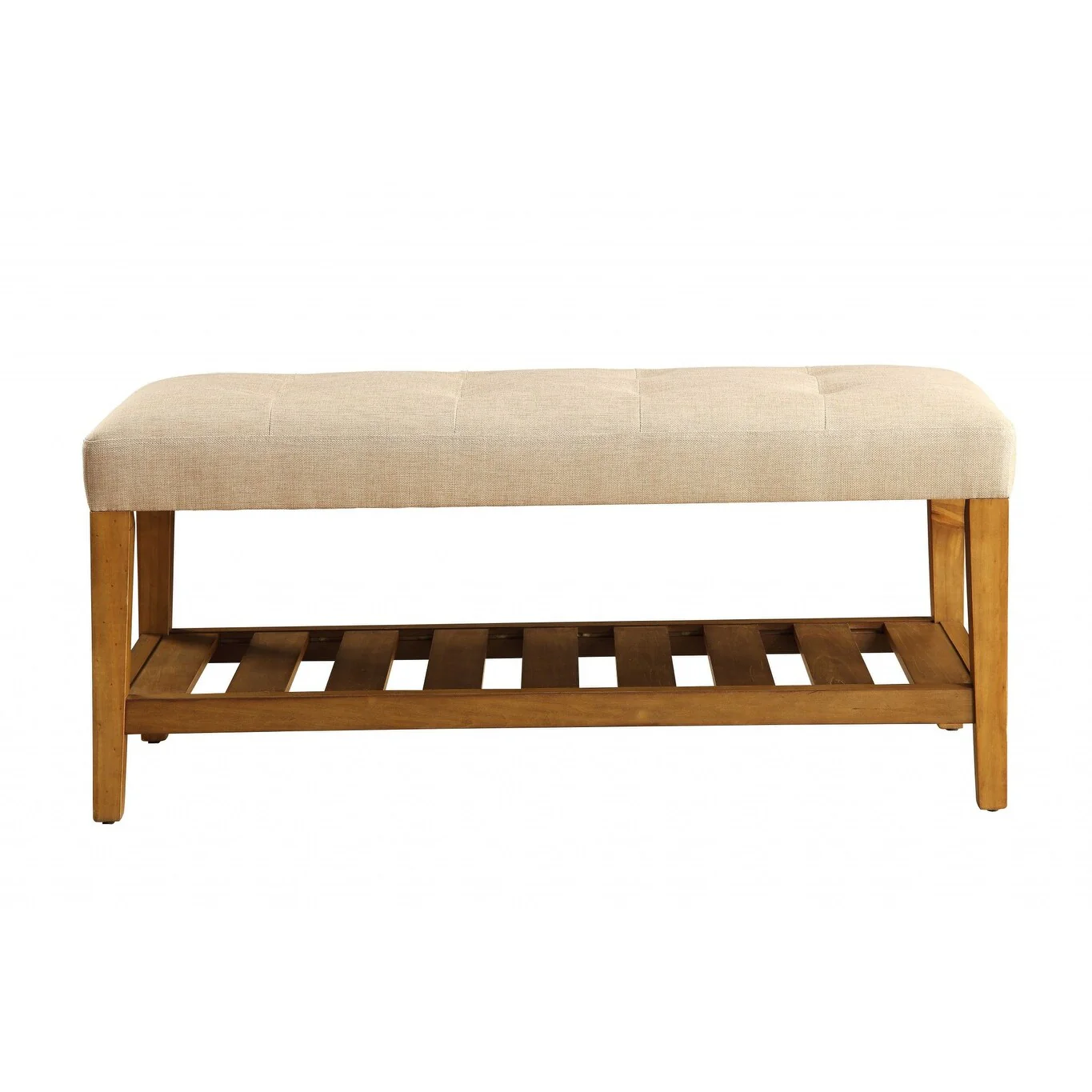 Entryway Bench with Upholstered Seat and Storage Shelves 40 Inch - 18 x 40 x 16