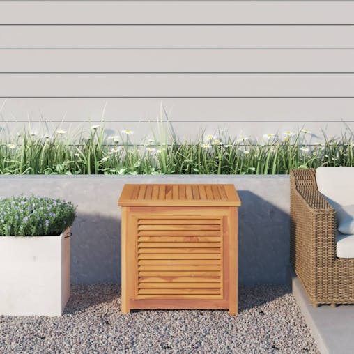 NNEVL Garden Storage Box with Bag 60x50x58 cm Solid Wood Teak