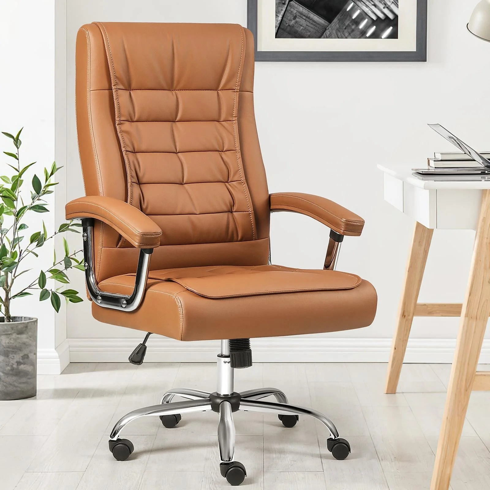 Bossin Big and Tall Home Office Chair with Spring Cusion,Executive Office Chair, Ergonomic Office Chair with Padded Armrest