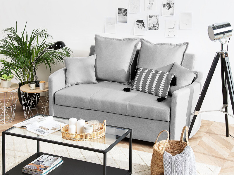 Sofa rozkładana jasnoszara z funkcją spania