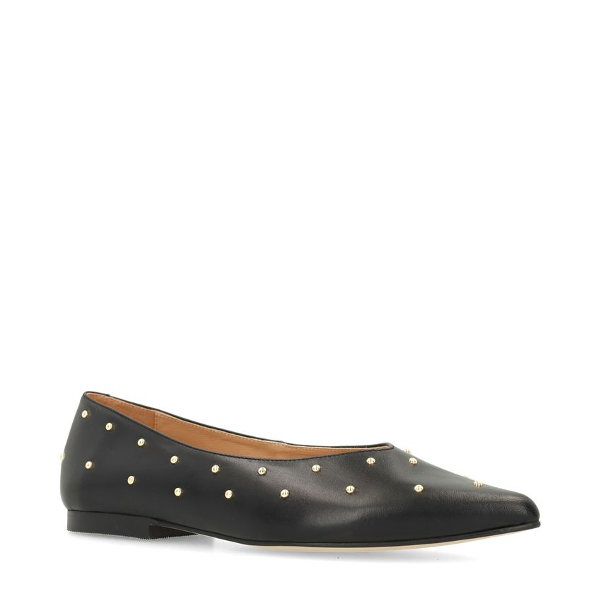 Manfield Zwarte leren loafers met studs
