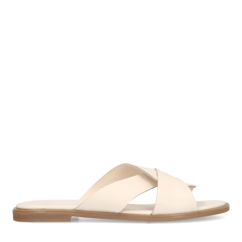 Manfield Witte leren slippers