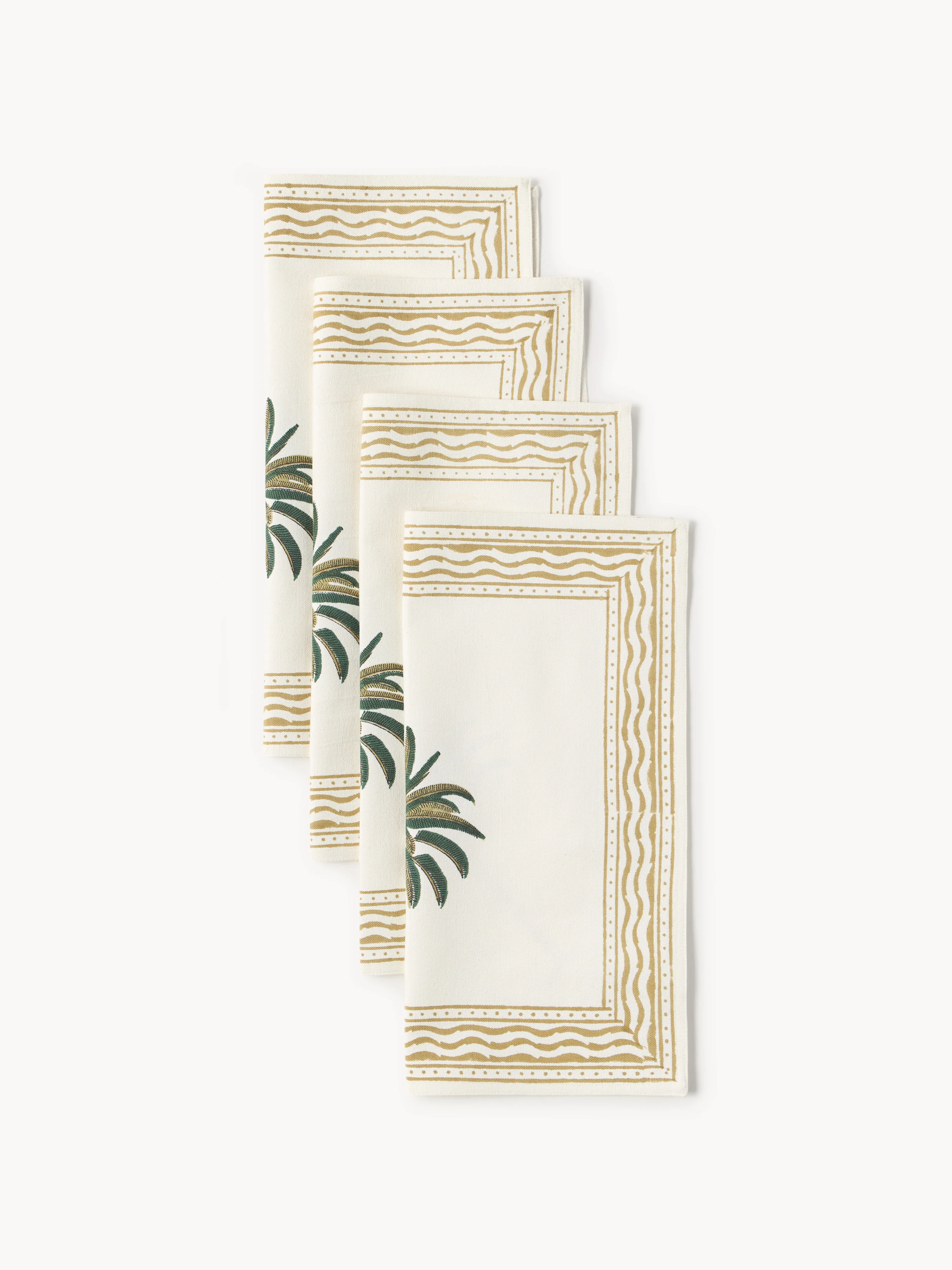 Handbedruckte Servietten Palm Tree, 4er-Set