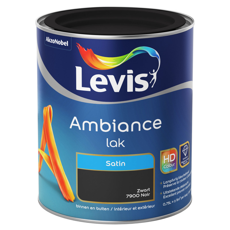 Peinture laque Ambiance Noir satin effet miroir 0,75 L LEVIS