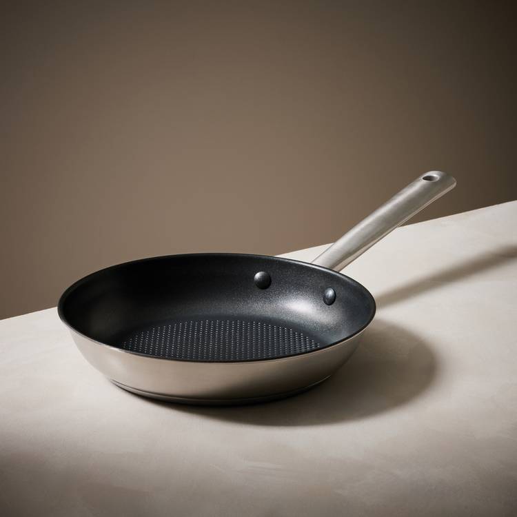Habitat 24cm Brushed Stainless Steel Frying Pan