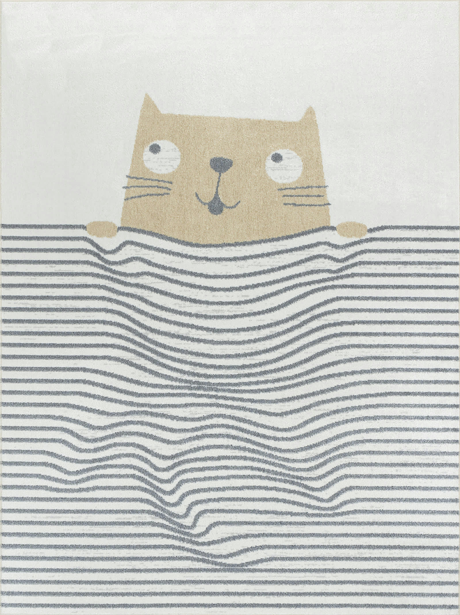 CATNAP - Tapis Enfant Lavable Chat Brun/Beige 80x150