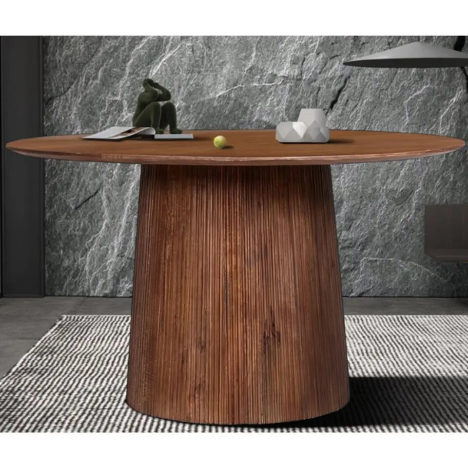 Ronde lichtbruine tafel Miguel - Massief mangohout - 76H x 130B x 130D cm