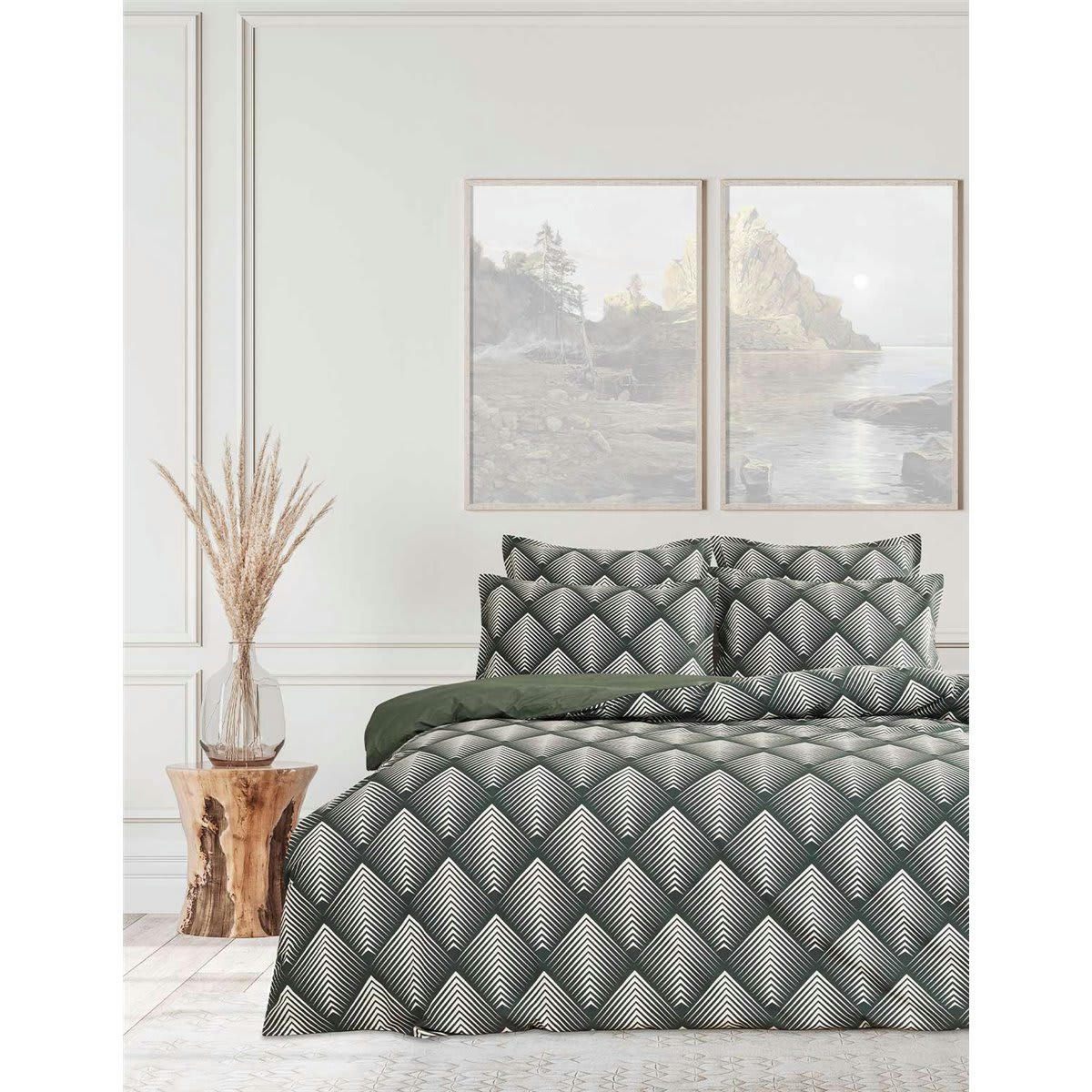 MONDELO - Parure en percale de coton + 2 taies rectangles Eucalyptus 240x220 cm