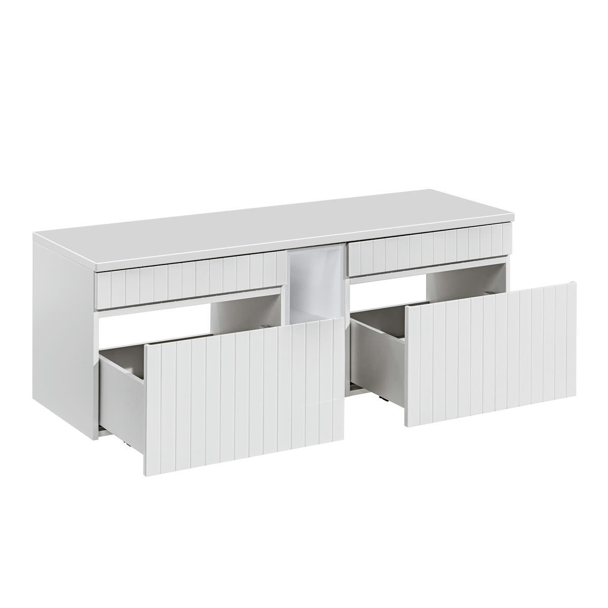 - Meuble double vasque 140cm 2 niches blanc et bleu
