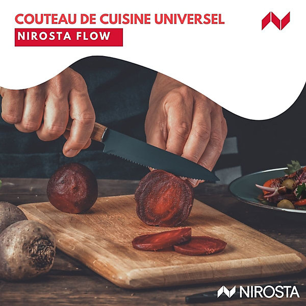 Couteau de cuisine lame crantée 24 cm Nirosta Flow