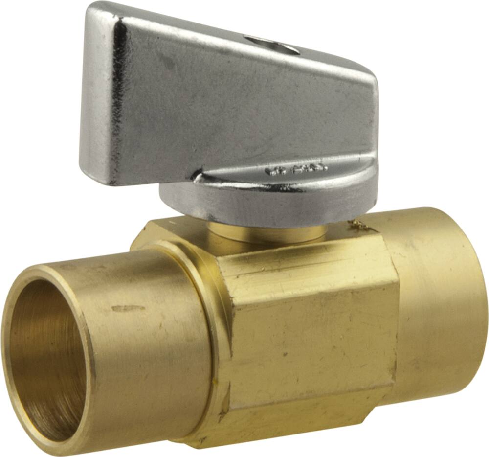 BrassCraft Rough Brass Mini Ball Female Solder Straight Valve, 1/2 x 1/2-in