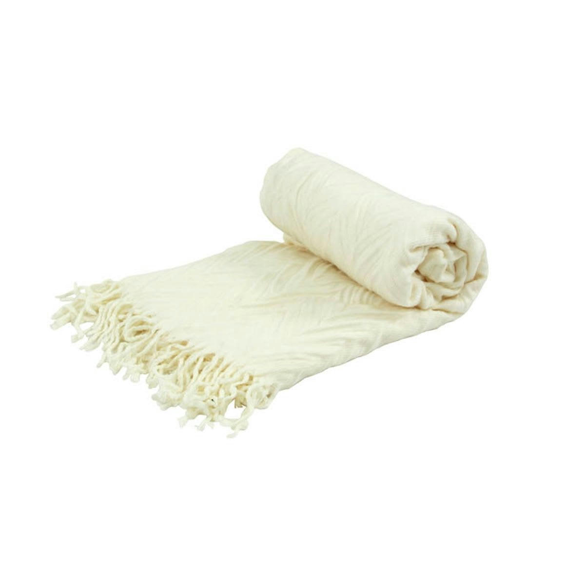 CHEVRON - Plaid à motifs chevron écru 130x170