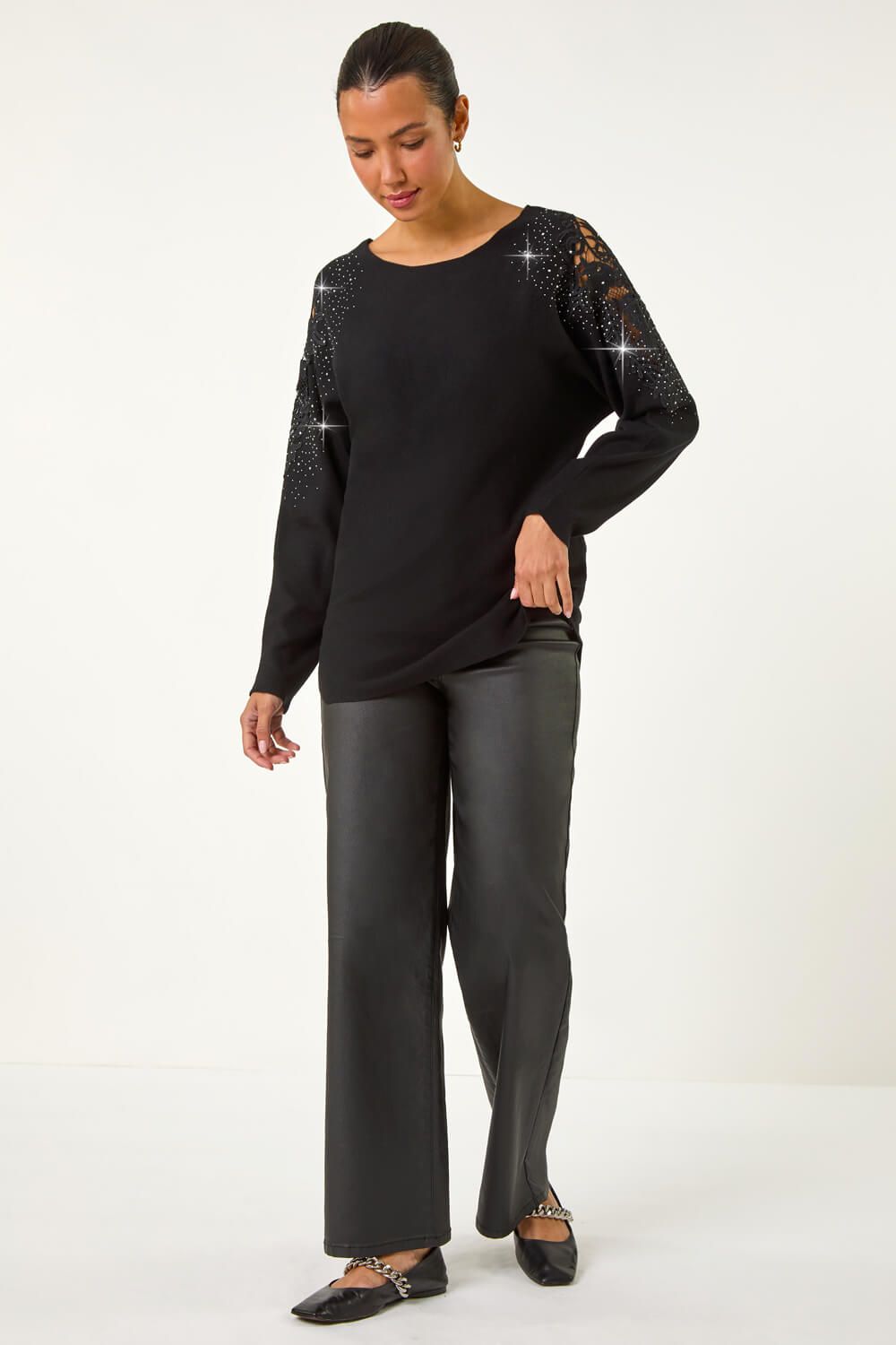 Roman Sparkly Sleeve Knit Jumper