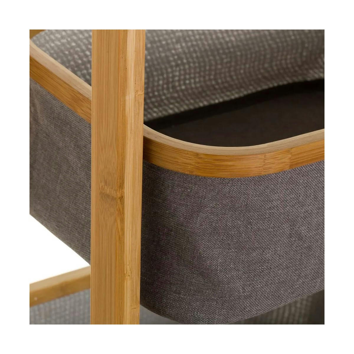 - Étagère de salle de bain bambou et paniers gris - 45x33.5x108.5cm