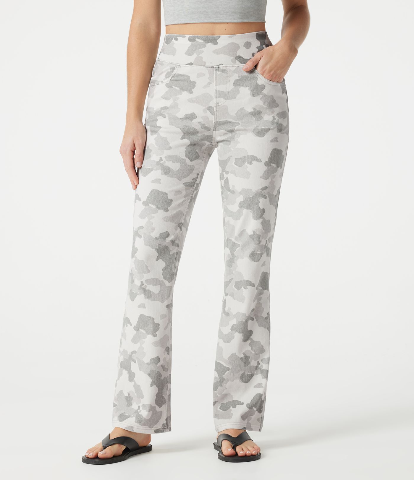Jean bootcut Halara Flex™ taille haute imprimé camouflage avec poches