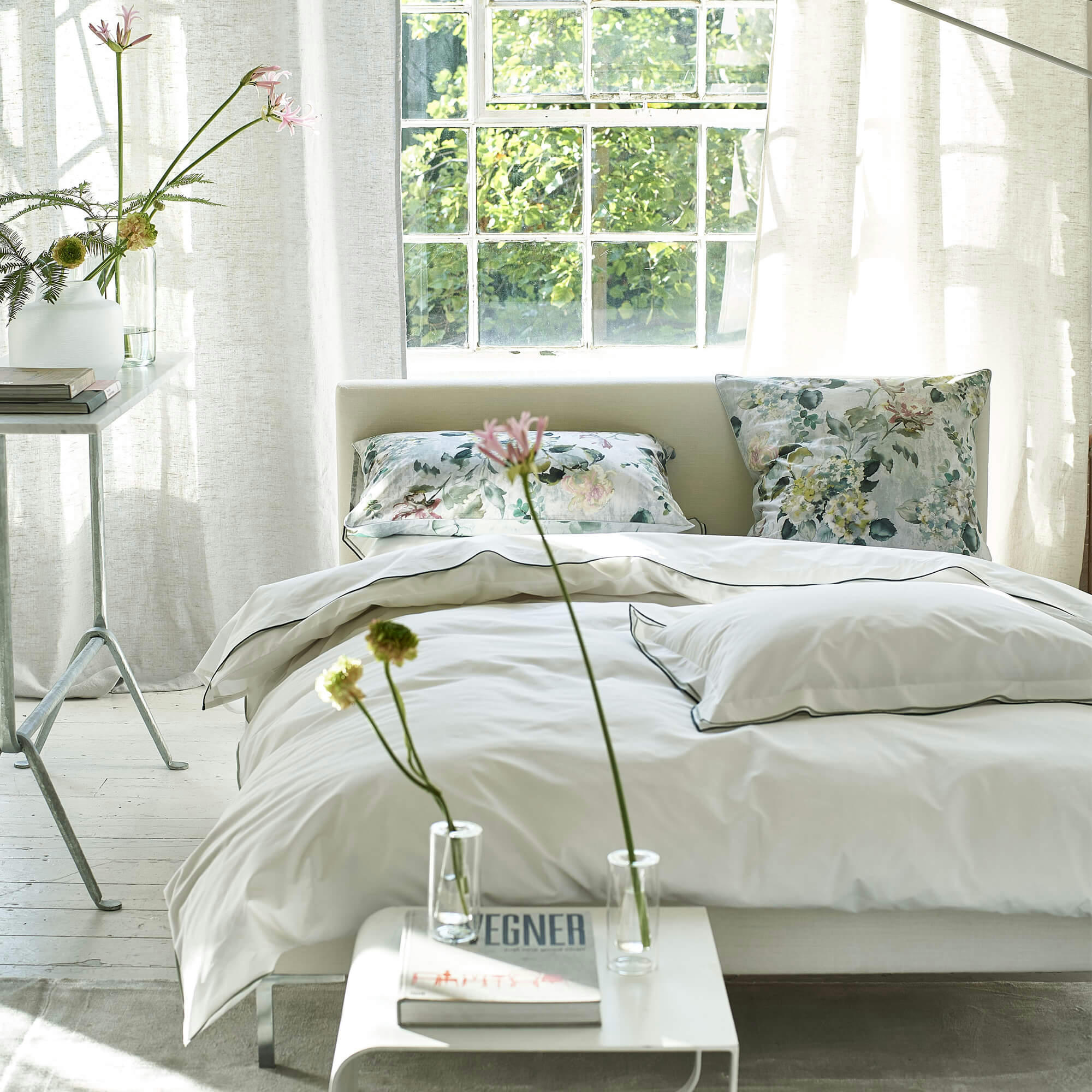 ASTOR FOREST SAGE - Housse de couette en coton blanc 240x220