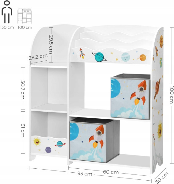 Regał półka do pokoju dziecięcego 93x30x100 organizer