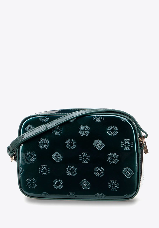 Damska crossbody ze skóry lakierowanej ciemny zielony