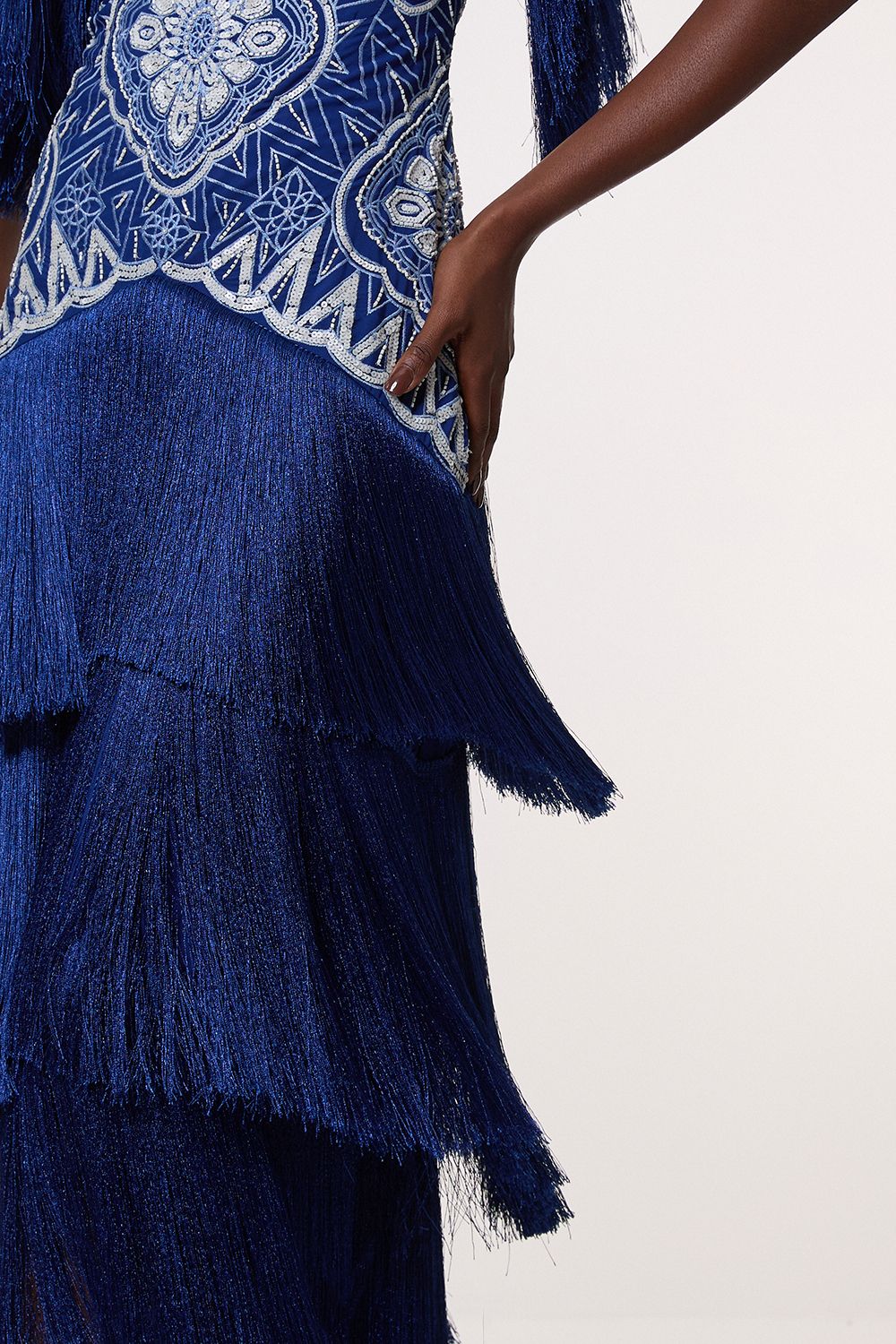 KarenMillen Embellished Fringe Woven Maxi Dress