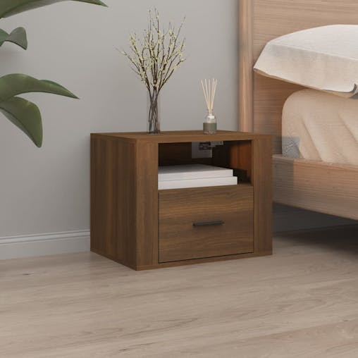 NNEVL Wall-mounted Bedside Cabinets 2 pcs Brown Oak 50x36x40 cm
