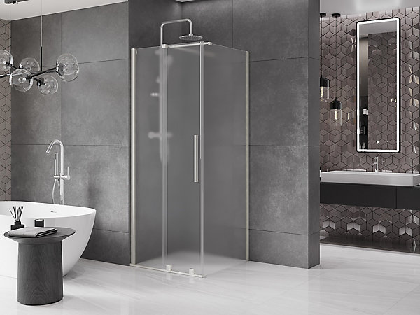 Mexen Velar cabine de douche coulissante 90 x 90 cm, givre, nickel brossé - 871-090-090-31-97