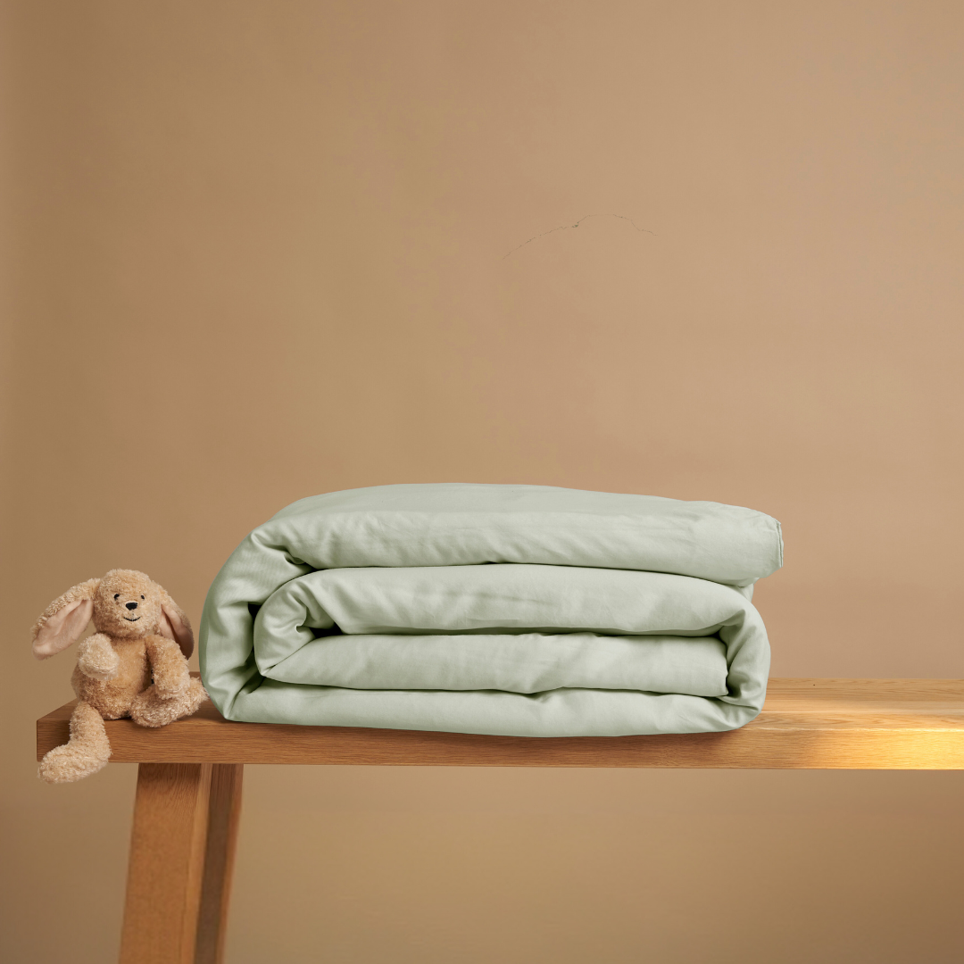Coco & Cici - Tencel Sateen Dekbedovertrek 140 x 200 cm - 1 Persoons Beddengoed - Grijs Groen - Lyocell - Hypoallergeen & Extra Zacht - 1 Kussensloop