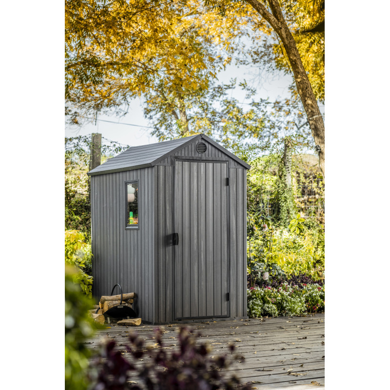 Abri de jardin en résine Darwin gris 1,26 x 1,85 x 2,05 m KETER