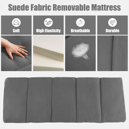 NNECW Folding Travel Camping Cot with Carry Bag Removable Mattress & Pillow-Grey