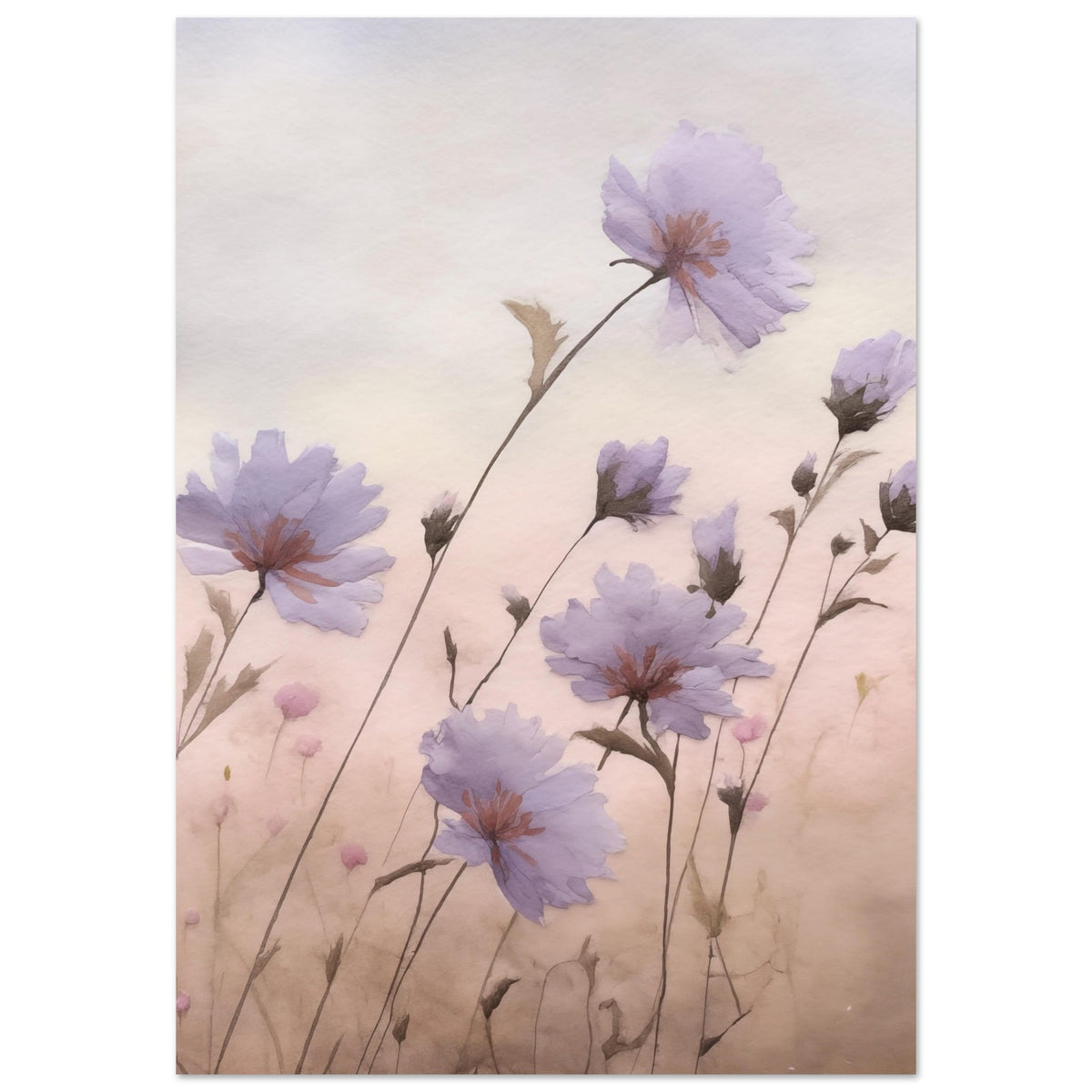 Artfulprints Poster Flower aquarel 2  - 70x100 cm - Roze