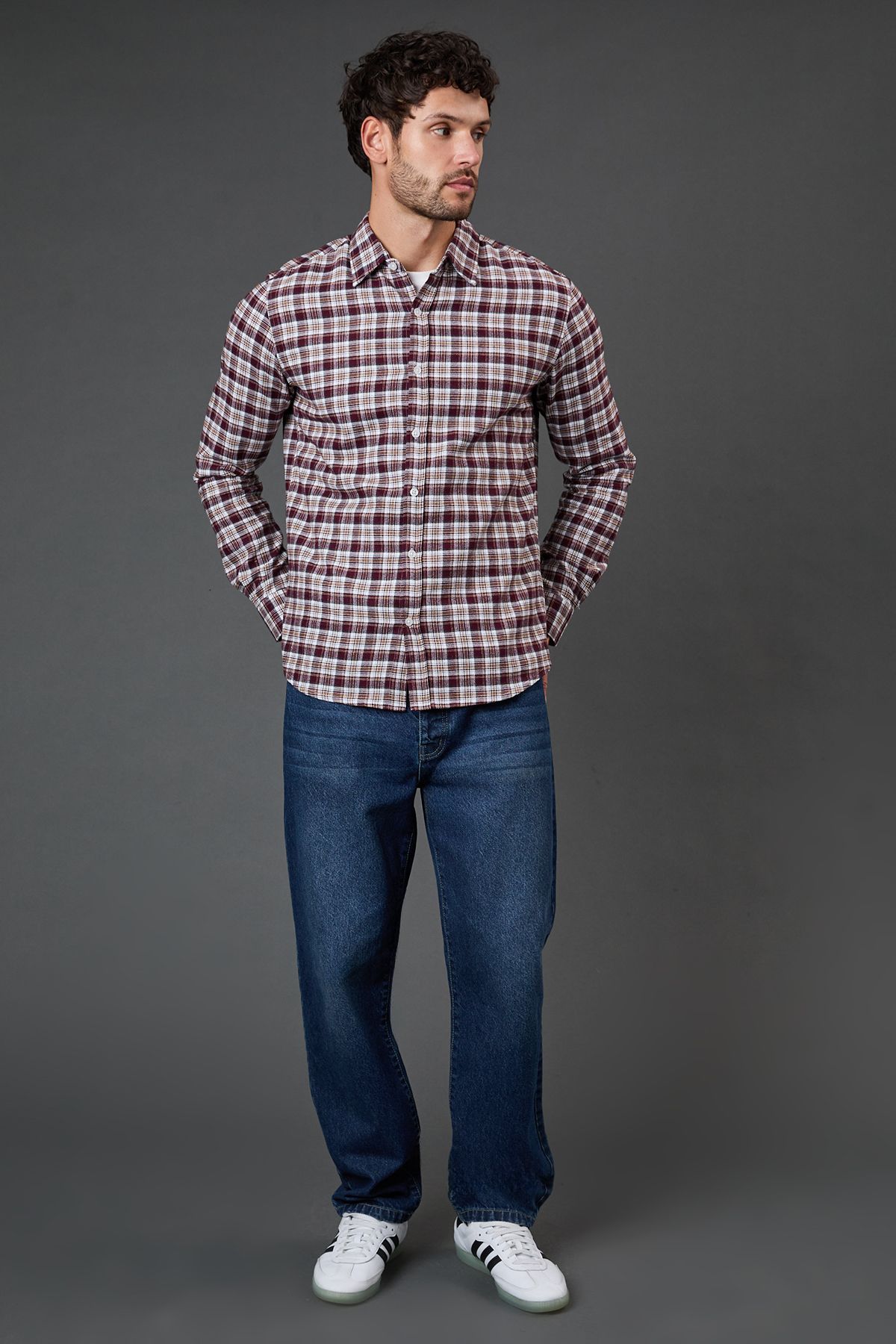 Burton Burgundy Check Long Sleeve Shirt