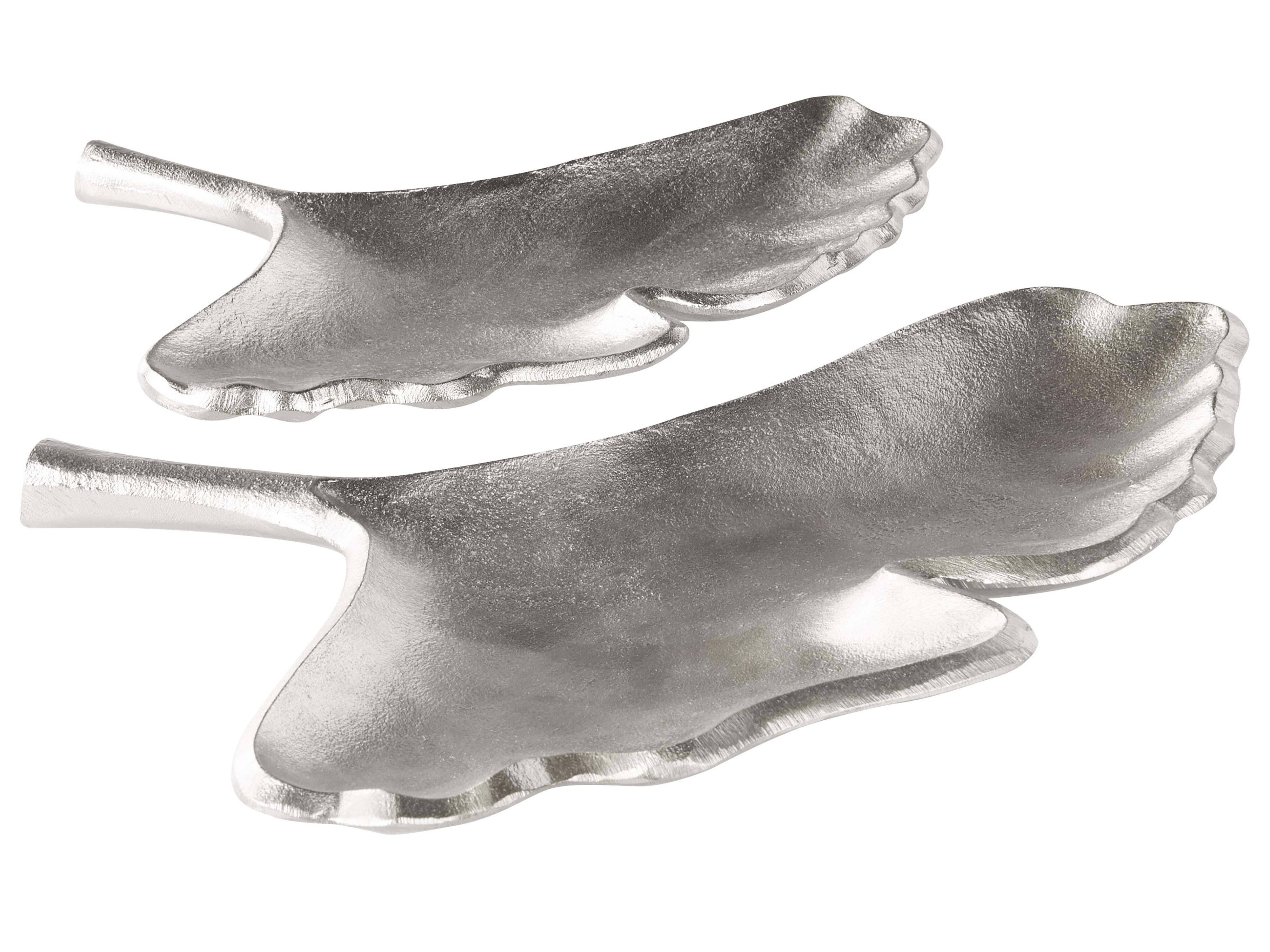Set of 2 Trinket Dishes Leaf PALENQUE Metal Silver