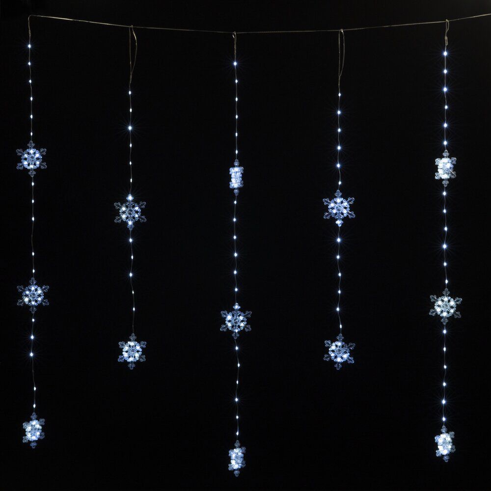 Guirlande rideau 13 flocons de neige 156LED blanc froid 1,2m