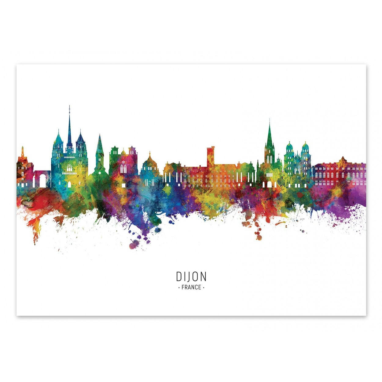 MICHAEL TOMPSETT - DIJON FRANCE SKYLINE -  Affiche d'art 30 x 40 cm