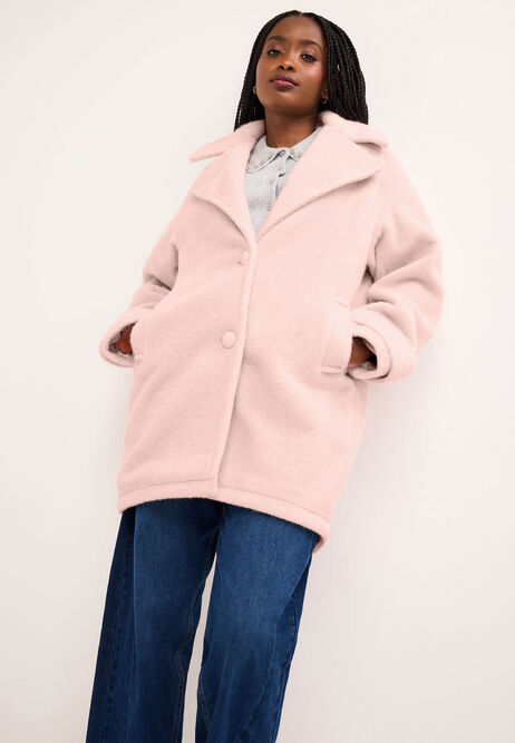 Womens Pink Cocoon Midi Coat