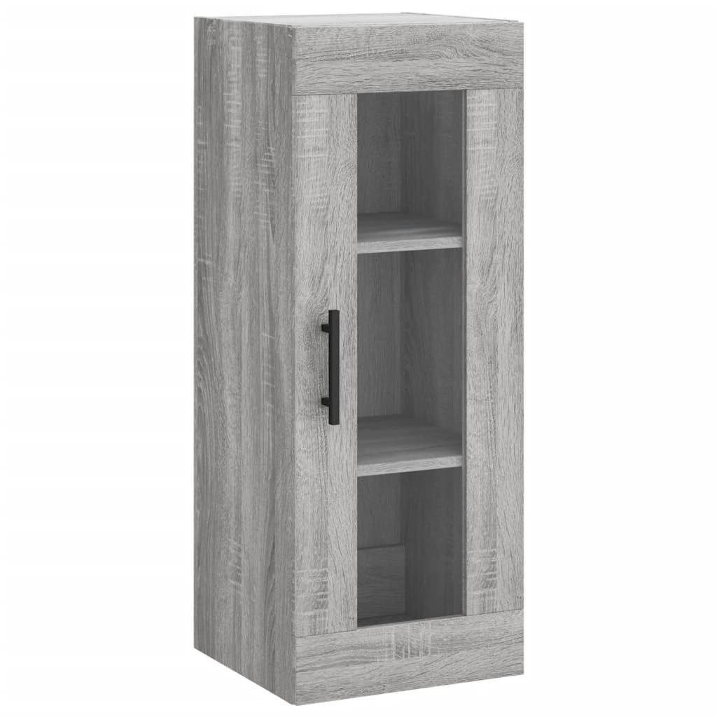 Szafka Szara Dąb Sonoma z Drzwiami Szklanymi 34.5x34x90 cm do Salonu